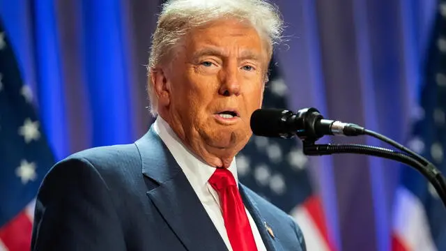 epa11718824 US President-elect Donald Trump speaks during a meeting with House Republicans at the Hyatt Regency hotel in Washington, DC, USA, 13 November 2024. EPA/ALLISON ROBBERT / POOL