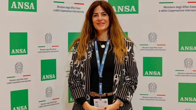 Lea Baroudi, founder and director of MARCH, a Lebanese non-profit organization during the Rome Med 2024, Mediterranean Dialogues conference in Rome, Italy, 26 November, 2024. ANSA/FABIO FRUSTACI