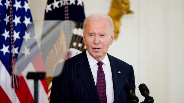 epa11718854 US President Joe Biden speaks during the Classroom to Career summit in the East Room of the White House in Washington, DC, USA, 13 November 2024. The summit is meant to highlight progress in expanding career pathways to good-paying jobs in infrastructure, clean energy, and advanced manufacturing. EPA/ALEXANDER DRAGO / POOL