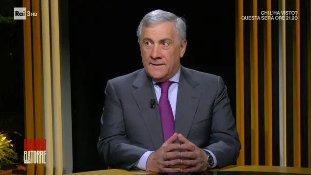 Tajani ospite a "Il cavallo e la torre" su Rai 3 (FRAME)
