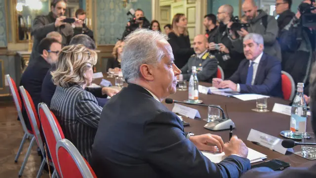 Tavolo per l’ordine e la sicurezza in Prefettura dopo i fatti del Corvetto con il ministro dell’interno Piantedosi, Milano 28 Novembre 2024 ANSA/MATTEO CORNER