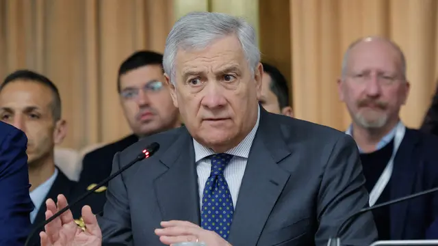 Il ministro degli Affari Esteri Antonio Tajani alla Farnesina durante il 2° Forum Italiano sul Controllo delle Esportazioni, Roma, 29 Novembre 2024. ANSA/GIUSEPPE LAMI