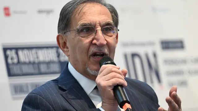 Il presidente del Senato Ignazio La Russa all'evento Italia Direzione Nord, Milano, 25 novembre 2024. ANSA/DANIEL DAL ZENNARO