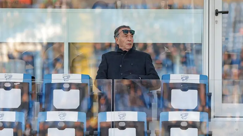 Massimo Cellino in tribuna al Rigamonti - Foto New Reporter Nicoli © www.giornaledibrescia.it