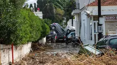 epa11751466 Cars piled up on a road following the passage of storm bora in Ialyssos, Rhodes, Greece, 01 December 2024. The island of Rhodes has been in a state of emergency for the last few hours as the bad weather from storm Bora is still ongoing. The road network in the municipal units of Ialyssos and Kallithea has been damaged. Kindergartens, elementary schools, high schools, and high schools in Rhodes will be closed on 02 December 2024. EPA/LEFTERIS DAMIANIDIS