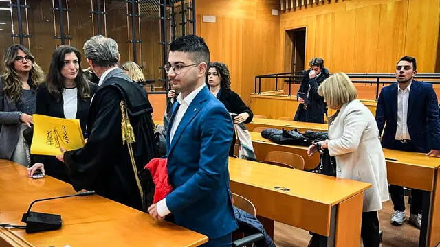 Alex Pompa durante il processo a suo carico per l'uccisione del padre al tribunale. Torino 13 dicembre 2023 ANSA/BARLETTA