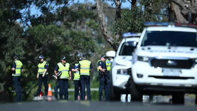 epa11689983 Victoria Police establish a crime scene outside of Auburn South Primary School, Tooronga Rd, Hawthorn East, in Melbourne, Australia, 29 October 2024. A driver has suffered a medical episode and driven into Auburn South Primary School. EPA/JOEL CARRETT AUSTRALIA AND NEW ZEALAND OUT