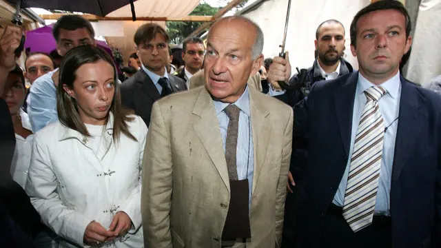Roma 16.09.06 - Atreju 2006 - faccia a faccia "Processo alle identità" tra Fausto Bertinotti e Gianfranco Fini. moderatrice: Giorgia Meloni. © ALESSANDRO DI MEO