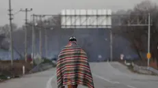 epa08268886 A refugee walks to Pazarkule Border gate early in the morning at the Turkish-Greek border, in Edirne, Turkey, 04 March 2020. More than 10,000 migrants, mostly from Syria, have reached Turkey's land borders with EU's states Greece and Bulgaria since Ankara said on 27 February 2020 it would stop keeping them on its territory. Turkey's announcement came amid a Russian-backed Syrian government offensive into Syria's northwestern Idlib province, where Turkish troops are fighting killing dozens of Turkish troops. EPA/SEDAT SUNA