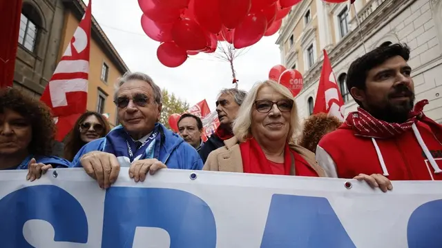 Francesca Re David alla manifestazione sindacati CGIL e UIL sciopero generali. Roma, 29 novembre 2024. ANSA/MASSIMO PERCOSSI