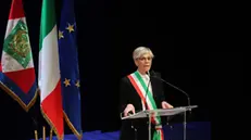 Laura Castelletti sindaca di Brescia, Sergio Mattarella presidente della Repubblica alla commemorazione del 50 della strage di piazza della Loggia Brescia 28 maggio 2024. Ansa Filippo Venezia