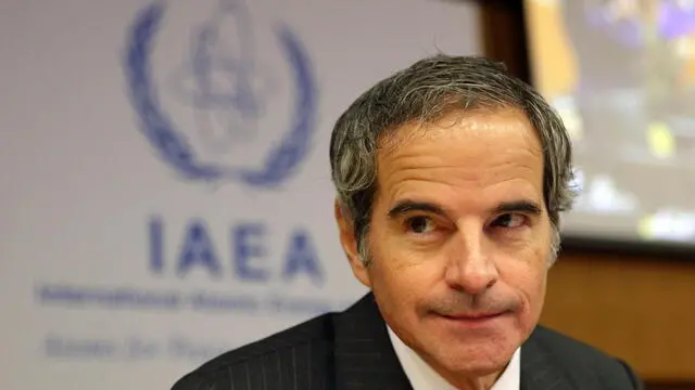epa11730687 Secretary General of the International Atomic Energy Agency (IAEA) Rafael Mariano Grossi arrives for the opening session of an IAEA Board of Governors meeting at the IAEA headquarters of the United Nations seat in Vienna, Austria, 20 November 2024. EPA/HEINZ-PETER BADER