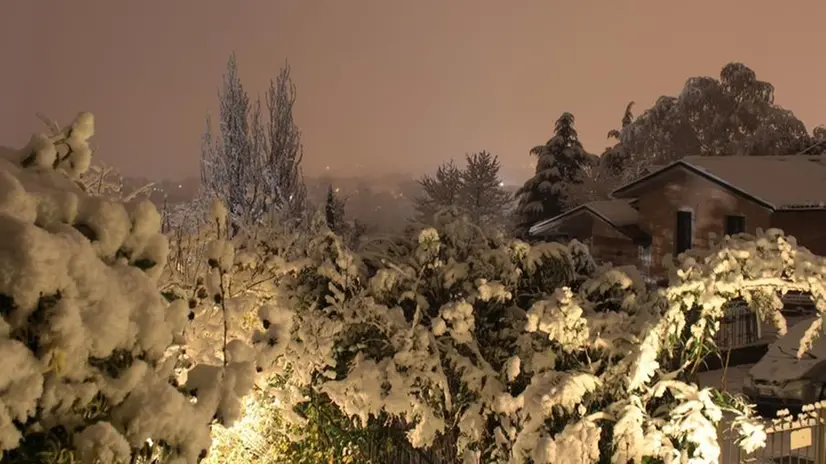 Uno scorcio di Mompiano durante la nevicata del 7 dicembre 2012 - Foto d'archivio