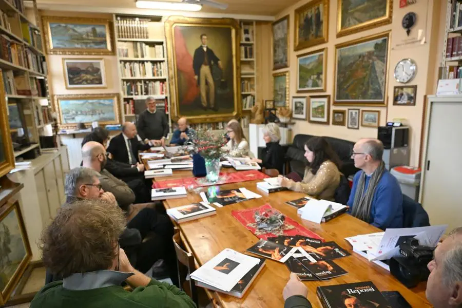 SPETTACOLI BRESCIA FONDAZIONE DOLCI PRESENTAZIONE MOSTRA DI GIOVANNI REPOSSI NELLA FOTO MOMENTI DELLA PRESENTAZIONE E ESPOSIZIONE OPERE 17/12/2024 newreporter©favretto