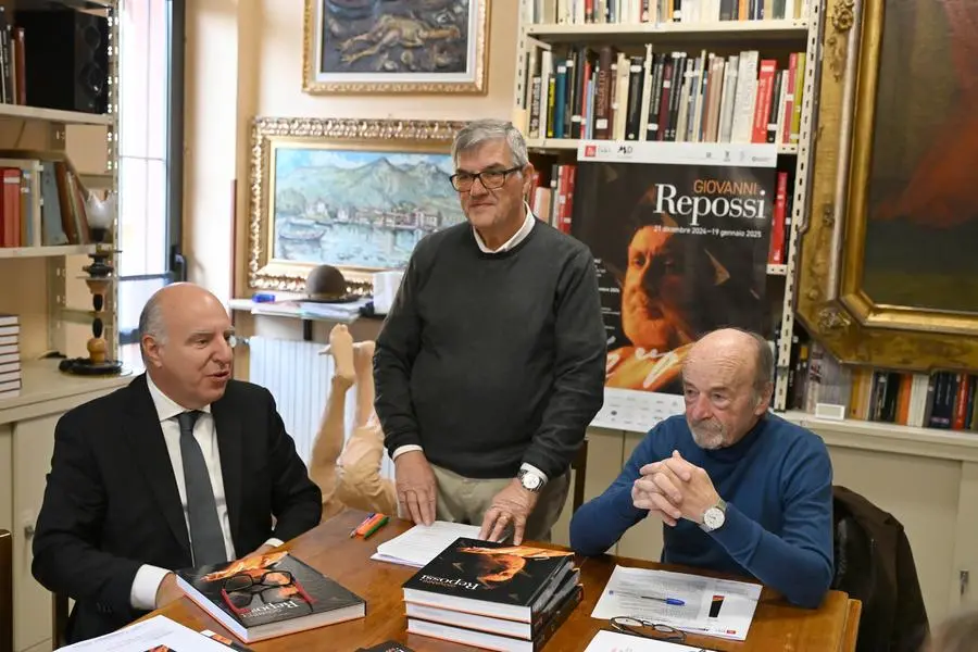 SPETTACOLI BRESCIA FONDAZIONE DOLCI PRESENTAZIONE MOSTRA DI GIOVANNI REPOSSI NELLA FOTO MOMENTI DELLA PRESENTAZIONE E ESPOSIZIONE OPERE 17/12/2024 newreporter©favretto