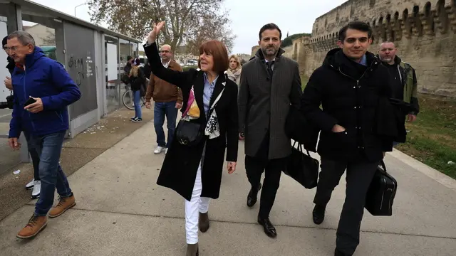 epa11784907 Gisele Pelicot (L), escorted by her lawyers Stephane Babonneau (R) and Antoine Camus (C), arrive at the criminal court where her husband Dominique Pelicot is on trial in Avignon, South of France, 19 December 2024. Judges will hand down verdicts on 51 men in the mass rape trial in which Dominique Pelicot is accused of drugging and raping his then-wife, Gisele Pelicot as well as inviting dozens of men to rape her while she was unconscious at their home in Mazan, France, between 2011 and 2020. EPA/GUILLAUME HORCAJUELO