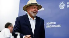 epa11778939 Brazilian President Luiz Inacio Lula da Silva looks on during a press conference at Sirio Libanes Hospital in Sao Paulo, Brazil, 15 December 2024. President Lula was released from the hospital after undergoing surgery on 09 December to stop a brain bleed. EPA/SEBASTIAO MOREIRA