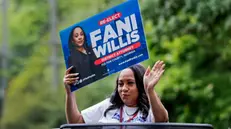 epa11305938 Fulton County District Attorney Fani Willis, who is running for reelection, participates in the parade for the 52nd Inman Park Festival & Tour of Homes in Atlanta, Georgia, USA, 27 April 2024. The popular springtime festival began to bring attention to the revitalization of one of AtlantaÃ•s oldest neighborhoods founded in the late 1800s. EPA/ERIK S. LESSER