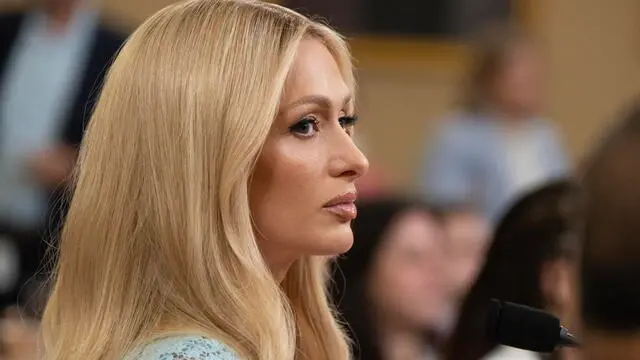 epa11439242 US media personality and businessperson Paris Hilton appears before the House Ways and Means Committee hearing entitled 'Strengthening Child Welfare and Protecting America's Children', on Capitol Hill in Washington, DC, USA, 26 June 2024. EPA/MICHAEL REYNOLDS
