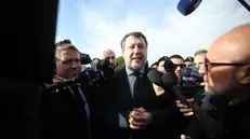 Processo Open Arms Matteo Salvini arriva alla'aula bunker del carcere Pagliarelli, 20 dicembre 2024 Palermo. ANSA/IGOR PETYX