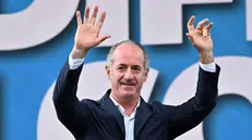 The governor of Veneto, Luca Zaia, during traditional Lega party rally in Pontida (Bergamo), 6 October 2024. ANSA/MICHELE MARAVIGLIA