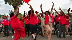 epa11791238 Supporters of the President-elect of Mozambique Daniel Chapo (not pictured) cheer in Maputo, Mozambique, 23 Decdember 2024. Mozambique's Constitutional Council (CC) on 23 Decdember proclaimed Daniel Chapo, the Frelimo (Mozambique Liberation Front)-backed candidate, as the winner of the election for President of the Republic, with 65.17 percent of the votes, succeeding Filipe Nyusi in office. EPA/LUISA NHANTUMBO