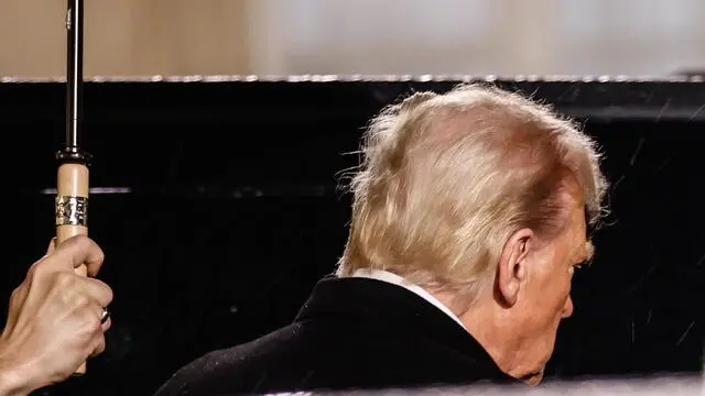 epaselect epa11762986 US president-elect Donald J. Trump leaves the Elysee Palace to attend a ceremony for the reopening of the Notre Dame de Paris Cathedral, in Paris, France, 07 December 2024. The Notre-Dame de Paris Cathedral reopens on 07 December after nearly six years of renovation work following its destruction by a fire on 15 April 2019. EPA/Mohammed Badra