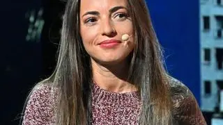 Alessia Piperno la donna italiana tenuta in carcere in Iran per 45 giorni , durante la trasmissione in direttta Sky Live dai Magazzini del Cotone. Genova, 16 november 2023. ANSA/LUCA ZENNARO
