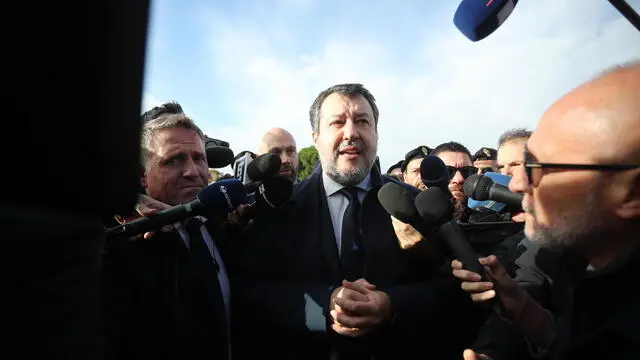 Processo Open Arms Matteo Salvini arriva alla'aula bunker del carcere Pagliarelli, 20 dicembre 2024 Palermo. ANSA/IGOR PETYX