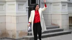 epa11796942 Outgoing Georgian President Salome Zourabichvili arrives to deliver a statement outside the Orbeliani Palace in Tbilisi, Georgia, 29 December 2024. Georgian lawmakers elected Mikheil Kavelashvili as the country's new president on 14 December in a controversial parliamentary vote that sparked accusations of illegitimacy and protests. Kavelashvili will be inaugurated as President of Georgia on 29 December 2024. EPA/DAVID MDZINARISHVILI