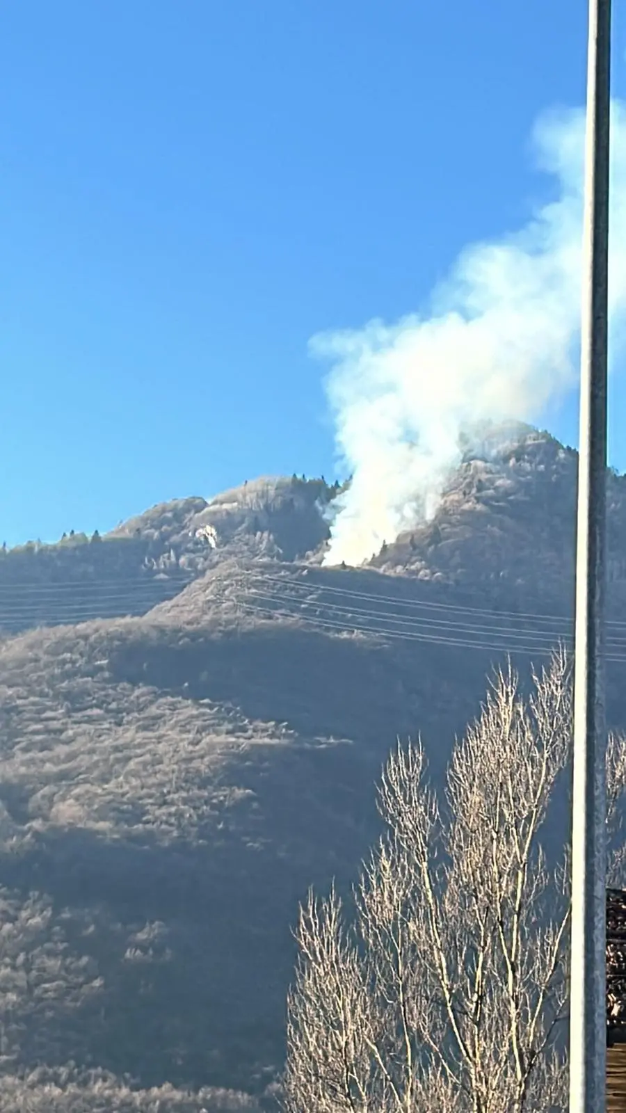 L'incendio boschivo a Losine