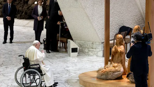 Pope Francis receives in audience l’Uciim, l’Aimc e l’Agesc, at the Paolo VI hall, at the Vatican City, 4 january 2025 ANSA/MASSIMO PERCOSSI