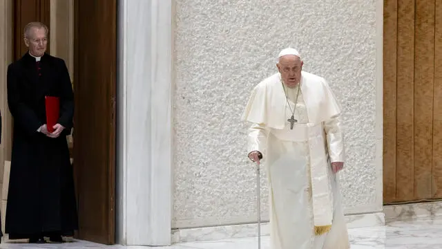 Pope Francis receives in audience l’Uciim, l’Aimc e l’Agesc, at the Paolo VI hall, at the Vatican City, 4 january 2025 ANSA/MASSIMO PERCOSSI