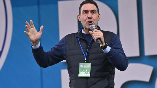 Roberto Vannacci during traditional Lega party rally in Pontida (Bergamo), 6 October 2024. ANSA/MICHELE MARAVIGLIA