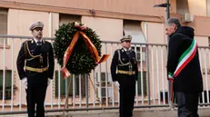 L'assessore Giulio Bugarini in via Acca Larenzia durante la celebrazione dell' anniversario della strage, Roma, 7 Gennaio 2025. ANSA/GIUSEPPE LAMI