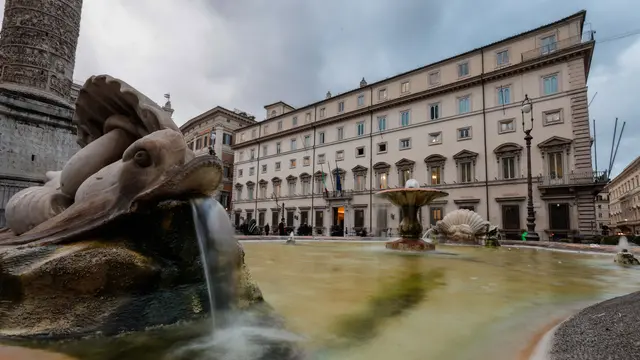 Veduta esterna di Palazzo Chigi durante il vertice su Cecilia Sala, Roma, 2 Gennaio 2025. ANSA/GIUSEPPE LAMI