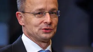 epa11756301 Hungarian Foreign Minister Peter Szijjarto arrives on the second day of a two-day meeting of the North Atlantic Treaty Organization (NATO) Foreign Ministers in Brussels, Belgium, 04 December 2024. EPA/OLIVIER MATTHYS