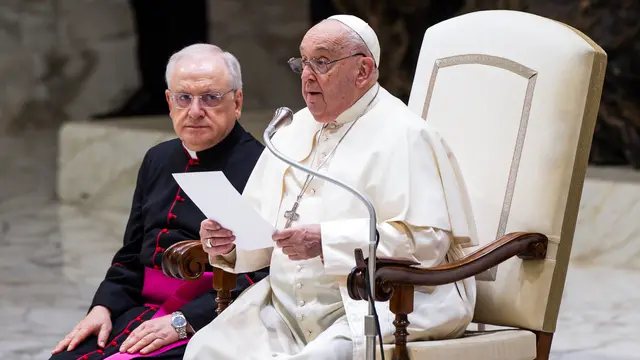 Pope Francis during the weekly general audience in the Paul VI Hall, Vatican City, 08 January 2025. ANSA/ANGELO CARCONI