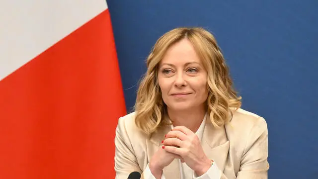 La presidente del Consiglio, Giorgia Meloni, durante la conferenza stampa di fine anno, Roma 9 gennaio 2025. ANSA/ALESSANDRO DI MEO - - - - - - - - - - - - - - - - - Italian Prime Minister Giorgia Meloni during the end-of-year press conference, Rome 9 January 2025. ANSA/ALESSANDRO DI MEO