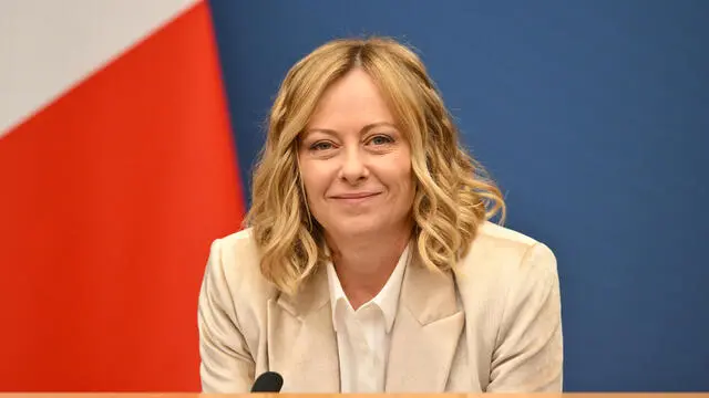 La presidente del Consiglio, Giorgia Meloni, durante la conferenza stampa di fine anno, Roma 9 gennaio 2025. ANSA/ALESSANDRO DI MEO - - - - - - - - - - - - - - - - - Italian Prime Minister Giorgia Meloni during the end-of-year press conference, Rome 9 January 2025. ANSA/ALESSANDRO DI MEO