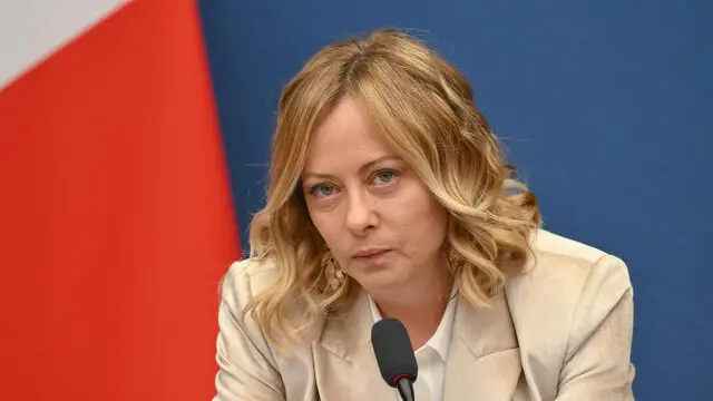 La presidente del Consiglio, Giorgia Meloni, durante la conferenza stampa di fine anno, Roma 9 gennaio 2025. ANSA/ALESSANDRO DI MEO - - - - - - - - - - - - - - - - - Italian Prime Minister Giorgia Meloni during the end-of-year press conference, Rome 9 January 2025. ANSA/ALESSANDRO DI MEO