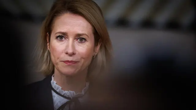 epa11785323 EU High Representative for Foreign Affairs and Security Policy Kaja Kallas speaks to the media at the EU Summit in Brussels, Belgium, 19 December 2024. EU leaders are meeting in Brussels to discuss Ukraine, the EU in the world, the Middle East, resilience and preparedness, migration, and foreign policy issues. EPA/OLIVIER MATTHYS