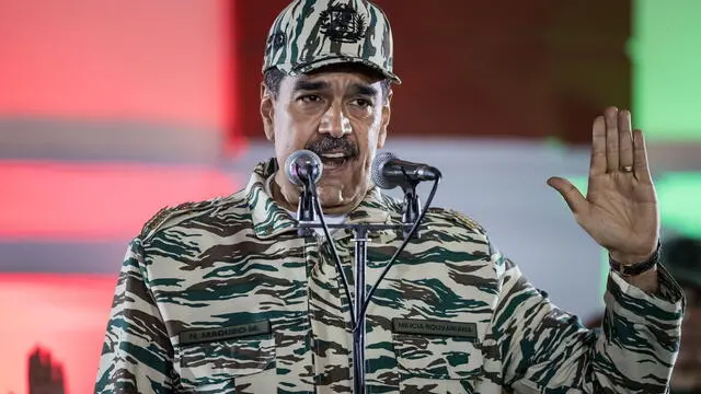 epa11812372 Venezuelan President Nicolas Maduro speaks during an event in Caracas, Venezuela, 07 January 2025. Venezuelan authorities arrested on 07 January seven foreign 'mercenaries', among them two from the United States, two from Colombia and three from Ukraine, who intended to carry out 'terrorist' actions three days before the presidential inauguration, according to Maduro. EPA/MIGUEL GUTIERREZ