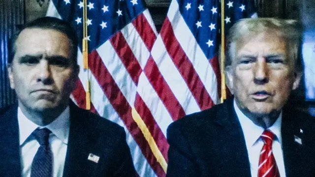 epa11816911 Former US President and president-elect Donald Trump (R) and his attorney Todd Blanche appear on a screen remotely for a sentencing hearing in Trump's hush money criminal case in front of New York State Judge Juan Merchan at Manhattan criminal court in New York, USA, 10 January 2025. The US Supreme Court cleared the way for Trump's sentencing in his hush money criminal case he prepares to begin his second term in office. EPA/JEENAH MOON / POOL