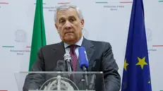 epa11817350 Italy's Minister for Foreign Affairs Antonio Tajani delivers a speech during a visit to the Italian embassy in Beirut, Lebanon, 10 January 2025. Antonio Tajani met with Lebanese President Joseph Aoun who was elected on 09 January 2025, after a two-year political stalemate that left the nation without a president since 2022. EPA/GIUSEPPE LAMI