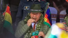 epa11819067 Bolivian President Luis Arce chews coca leaves during the National Day of the AcullicoÂ (chewing of the plant) in La Paz, Bolivia, 11 January 2025. Arce said that his compatriots have shown the world that the coca leaf 'is not cocaine' during the celebration of National Acullico Day, which aims to highlight the ancestral, ritual, and medicinal use of the coca leaf plant. EPA/GABRIEL MARQUEZ