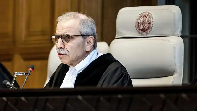 epa11309618 President of the International Court of Justice, Nawaf Salam, looks on during the first day of a two-day hearing in the case brought by Mexico against Ecuador, in the Hague, the Netherlands, 30 April 2024. Mexico has filed a complaint with the ICJ in response to a police raid on the Mexican embassy in Ecuador, in which former Ecuadorian Vice President Jorge Glas was arrested. EPA/Remko de Waal