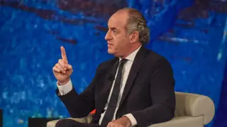 Il presidente della Regione Veneto Luca Zaia durante la registrazione del programma Che Tempo che fa negli studi de La 9, Milano 24 Novembre 2024 ANSA/MATTEO CORNER