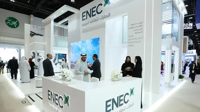 epa11824124 People visit the Emirates Nuclear Energy Corporation pavilion of the World Future Energy Summit 2025 (WFES) in Abu Dhabi, United Arab Emirates, 14 January 2025. EPA/ALI HAIDER