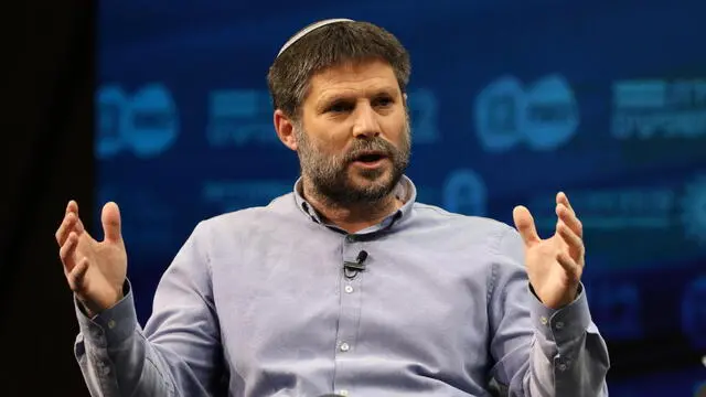 epa09059044 Leader of the right wing Religious Zionist Party Bezalel Smotrich speaks during the 'Influencers Conference' of the Israeli leading News Channel 12 in Jerusalem, Israel, 07 March 2021. Israel is expected to hold legislative elections on 23 March 2021 to elect the members of the 24th Knesset. EPA/ABIR SULTAN